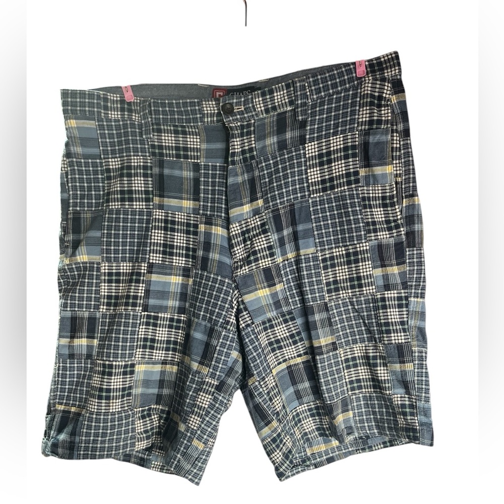 CHAPS PLAID SHORTS MEN 36‎ MULTICOLORED BLUES COSTAL PREPPY CAUSAL RESORTWEAR